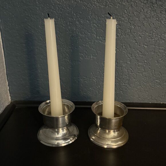 Taper/Tealight International Silver Co Silver Plate Candlestick Holders Set Vtg - Picture 2 of 12